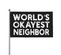 Drapeau humoristique « Le voisin le plus correct du monde » (90 x 150 cm), idéal pour décorer l'extérieur. Bannière décorative en tissu résistant aux UV et à la décoloration.
