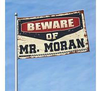 Drapeau humoristique pour joueur Beware Of Mr. Moran (152 x 244 cm)
