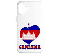 Drapeau « I Love Cambodia Proud Cambodian Pride » en Forme de cœur Coque pour iPhone 16 Plus