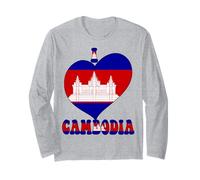 Drapeau « I Love Cambodia Proud Cambodian Pride » en Forme de cœur Manche Longue