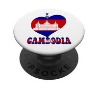 Drapeau « I Love Cambodia Proud Cambodian Pride » en Forme de cœur PopSockets PopGrip Adhésif