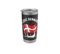 Drapeau « I Love Danemark » Motif bateau viking Gobelet isotherme en acier inoxydable double paroi