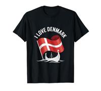 Drapeau « I Love Danemark » Motif Bateau Viking T-Shirt Graphique avec Valeur