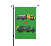 Drapeau « I Love » imprimé camions à ordures pour toutes les occasions, jardin, toutes saisons, décoration de cour pour patios