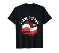 Drapeau « I Love Poland Heritage » T-Shirt Graphique avec Valeur, Homme, Noir, S