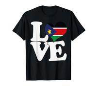Drapeau « I Love South Soudan » en Forme de cœur pour Voyage Patriotique T-Shirt