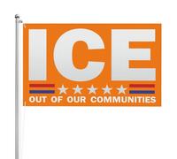 Drapeau « ICE hors de nos communautés » 90 x 150 cm (3 x 5 pieds) - Je soutiens les immigrants - Drapeaux de jardin anti-ICE - Bannière double face 3 couches - Panneaux de jardin