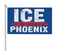 Drapeau « ICE Out of Phoenix » 60 x 90 cm (2 x 3 pieds) - Drapeau de jardin anti-ICE pour manifestation extérieure - Panneaux décoratifs double face 3 plis