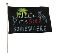 Drapeau « Il est 17h quelque part » - Thème de fête original - Grand drapeau d'extérieur 60 x 90 cm