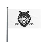Drapeau Image de loup Bannière à œillets 2 œillets métalliques traditionnel Grand Drapeau, Pour balcon, les bureaux, 90x150cm