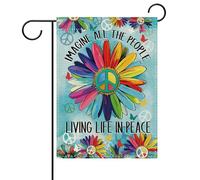 Drapeau Imaginez tous les gens vivant Bannière fête d'anniversaire 30x45cm | Drapeau De Jardin Supérieure pelouse drapeaux pour intérieure Festival Décoration Jardin