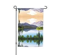 Drapeau Impression D'Art Représentant Un Lac De Montagne Par Une Journée Ensoleillée Drapeau Militaire Imprimé Bannière, Pour Les Défilés, Les Bureaux, Balcon, 30x45cm