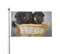 Drapeau imprimé avec un petit berger allemand, 152 x 91 cm, œillets inclus, en polyester personnalisé