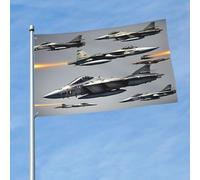 Drapeau imprimé avions de chasse 1,5 x 0,9 m, drapeau décoratif simple face, accroché dans les balcons de pelouse d'intérieur et d'extérieur