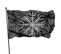 Drapeau Imprimé Boussole Viking, Bannière De Symboles De La Mythologie Nordique, Impression Recto, Décoration De Fête Intérieure Et Extérieure 90 X 150 Cm