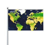 Drapeau imprimé carte du monde 1,5 x 0,9 m, drapeau décoratif unilatéral pour la journée nationale de la culture en plein air