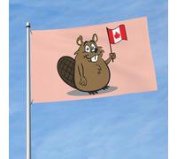 Drapeau imprimé castor de 1,5 x 0,9 m, drapeau de décoration simple face, accroché dans la pelouse intérieure et extérieure balcons