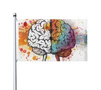 Drapeau imprimé cerveau gauche et droit - 1,9 m - Drapeau de jardin - Double face - Bannière de maison pour extérieur et intérieur
