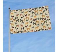 Drapeau imprimé chiens de chasse 0,9 x 1,5 m avec œillets en laiton, tissu à séchage rapide, pour cour, balcon, porche, fête