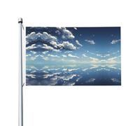 Drapeau imprimé ciel bleu et nuages blancs (91,4 x 152,4 cm) - Idéal pour décoration de jardin, cour et vacances