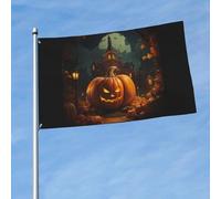 Drapeau imprimé citrouille Halloween bannière décorative jardin porche cour fête saisonnière patio extérieur intérieur