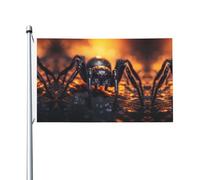 Drapeau imprimé des deux côtés - Motif araignée dans la lumière - Drapeaux décoratifs pour l'intérieur et l'extérieur - Avec œillets - Convient pour le jardin et la terrasse.