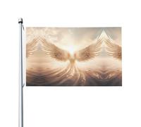 Drapeau imprimé double face ailes d'ange (91,4 x 152,4 cm), grand drapeau de jardin, décoration extérieure festive