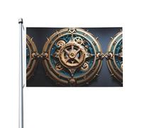 Drapeau imprimé double face avec engrenages steampunk cool (91,4 x 152,4 cm), grand drapeau de jardin, décoration extérieure festive