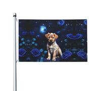 Drapeau imprimé double face chiot rose bleue (91,4 x 152,4 cm), grand drapeau de jardin, décoration extérieure festive