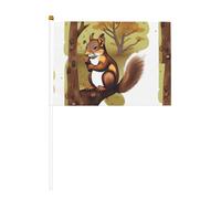 Drapeau imprimé double face écureuil mangeur de noix 14 x 20,8 cm, adapté pour encourager les activités d'équipe