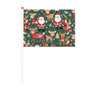 Drapeau imprimé double face Père Noël et cerf de Noël 14 x 20,8 cm, adapté pour les activités d'équipe encourageant