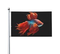 Drapeau imprimé double face poisson avec un cœur triste (91,4 x 152,4 cm), grand drapeau de jardin, drapeau de décoration extérieure festive