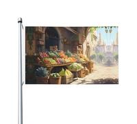 Drapeau imprimé double face sur étal de fruits (91,4 x 152,4 cm), grand drapeau de jardin, décoration extérieure festive