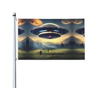 Drapeau imprimé double face UFO Landing, drapeaux décoratifs intérieurs et extérieurs, avec œillets, adaptés pour le jardin et la terrasse.