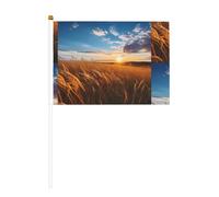 Drapeau imprimé double face vague de blé 14 x 20,8 cm, adapté pour les activités d'équipe encourageant