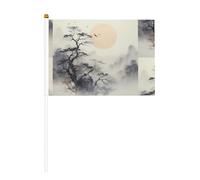 Drapeau imprimé double face « Where to see the moon » de 14 x 20,8 cm, adapté pour les activités d'équipe encourageant