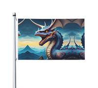 Drapeau imprimé dragon rugissant double face (91,4 x 152,4 cm), grand drapeau de jardin, décoration extérieure festive
