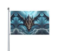 Drapeau imprimé dragon volant double face (91,4 x 152,4 cm), grand drapeau de jardin, décoration extérieure festive