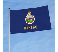 Drapeau imprimé drapeau de l'État du Kansas 1,5 x 0,9 m, drapeau décoratif simple face, accroché dans les balcons de pelouse d'intérieur et d'extérieur