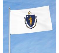 Drapeau imprimé drapeau de l'État du Massachusetts 1,5 x 0,9 m, drapeau de décoration simple face, accroché sur la pelouse intérieure et extérieure balcons