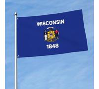 Drapeau imprimé drapeau de l'État du Wisconsin 1,5 x 0,9 m, drapeau décoratif simple face, accroché dans les balcons de pelouse d'intérieur et d'extérieur