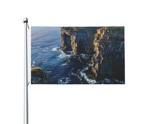 Drapeau imprimé du comté de Clare les falaises de l'Irlande Outdoors - 1,9 m - Drapeaux de jardin double face - Bannière de maison pour extérieur et intérieur