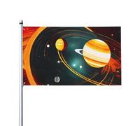 Drapeau imprimé du système solaire Jupiter Saturne 9,5 x 1,5 m Bannière de vœux pour jardin, cour, décoration de fête intérieure ou extérieure