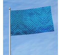 Drapeau imprimé écailles de poisson bleu 0,9 x 1,5 m avec œillets en laiton, tissu à séchage rapide, pour cour, balcon, porche, fête