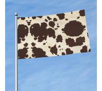 Drapeau imprimé en fourrure de vache 0,9 x 1,5 m avec œillets en laiton, tissu à séchage rapide, pour cour, balcon, porche, fête