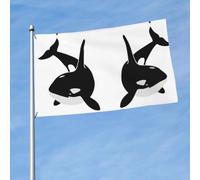 Drapeau imprimé épaulard dauphin océan 0,9 x 1,5 m avec œillets en laiton, tissu à séchage rapide, pour cour, balcon, porche, fête