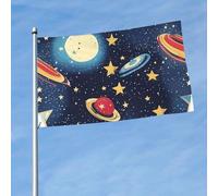 Drapeau imprimé espace ciel étoilé 1,5 x 0,9 m, drapeau de décoration simple face, accroché dans la pelouse intérieure et extérieure balcons