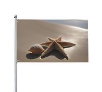 Drapeau imprimé étoile de mer, coquillages, plage de sable, 9,6 x 1,5 m, bannière décorative pour jardin, cour, décoration de fête intérieure ou extérieure