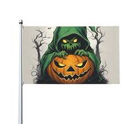 Drapeau imprimé fantôme vert citrouille Halloween 9,5 x 1,5 m Bannière décorative pour jardin, cour, décoration de fête intérieure ou extérieure