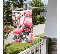 Drapeau imprimé floral flamant rose, 61 x 91 cm, pour extérieur et intérieur, printemps, été, automne, hiver, drapeaux de jardin avec œillets verticaux double face pour décorations de cour